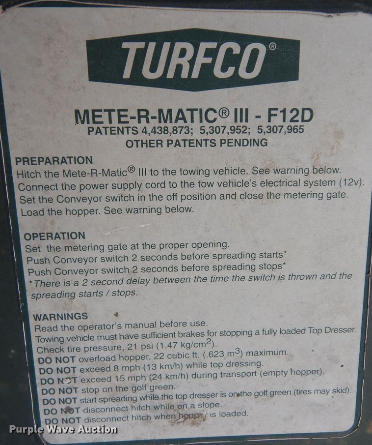 image for item MI9356 Turfco F12D  top dresser