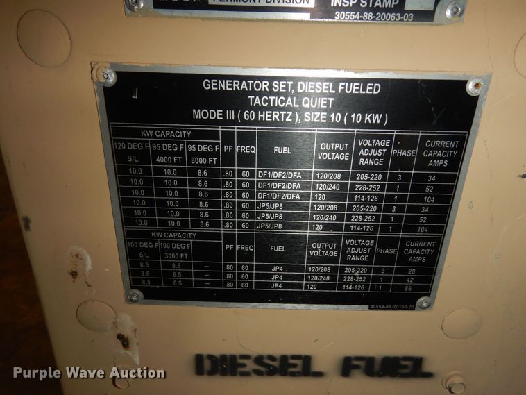 image for item MI9376 Us Department Of Defense MEP803A  generator