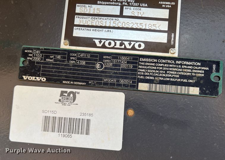 image for item MQ9874 Volvo SD115  single drum roller