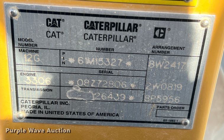 image for item MQ9876 1993 Caterpillar 12G  motor grader