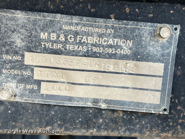 image for item MQ9877 2000 MB&G TRXL DP  end dump pup trailer