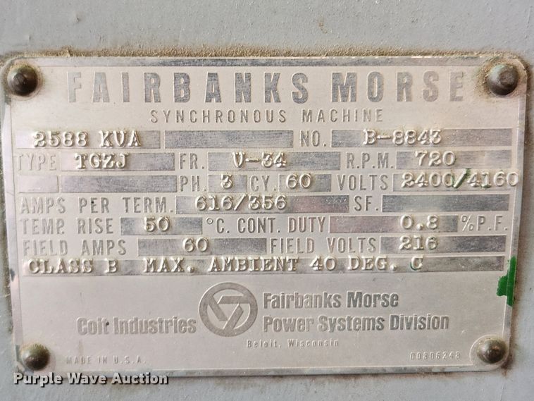 image for item MW9567 Fairbanks Morse 38TDD8 1/8  generator