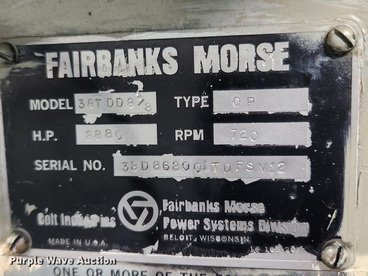 image for item MW9567 Fairbanks Morse 38TDD8 1/8  generator