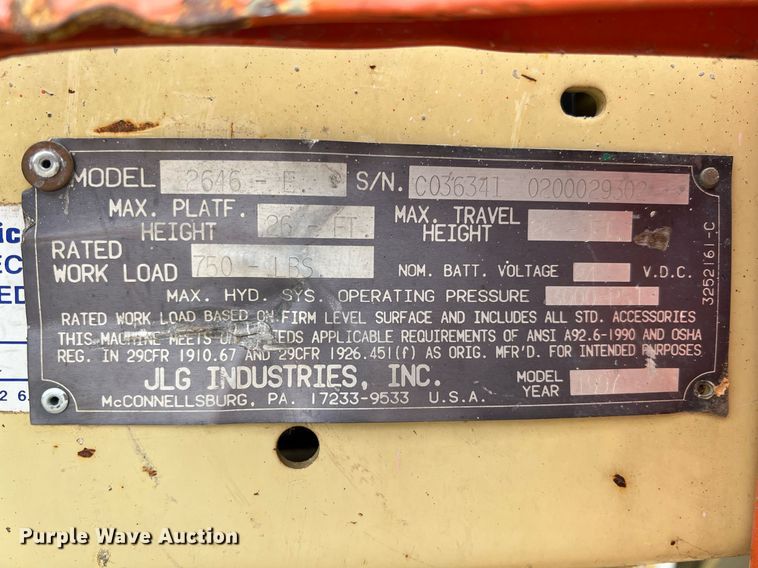 image for item MY9608 1997 JLG 2646  scissor lift