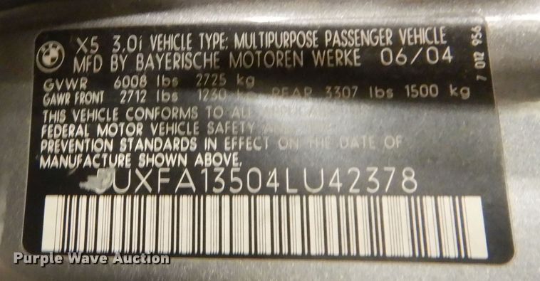 image for item DI6767 2004 BMW X5  SUV