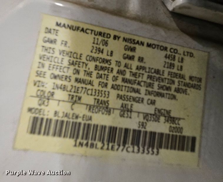 image for item DK1733 2007 Nissan Altima