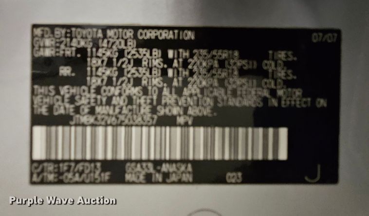 image for item DK7685 2007 Toyota RAV4  SUV