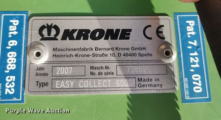 image for item DQ0461 Krone Easy Collect 6000  rotary forage head