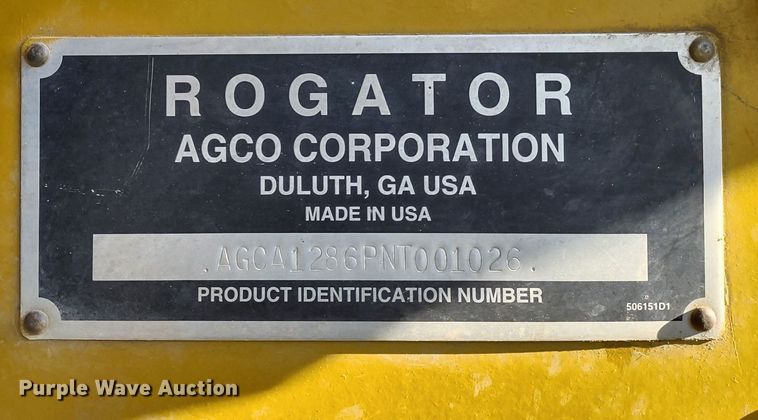 image for item DQ1590 2008 AGCO RoGator 1286C  sprayer