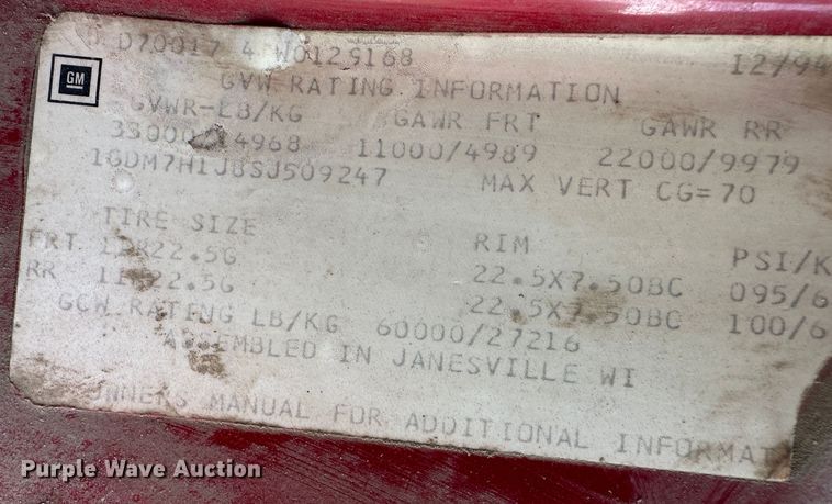 image for item DR5108 1995 GMC TopKick C6500  grain truck