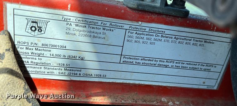 image for item DR5548 Belarus 925  MFWD tractor