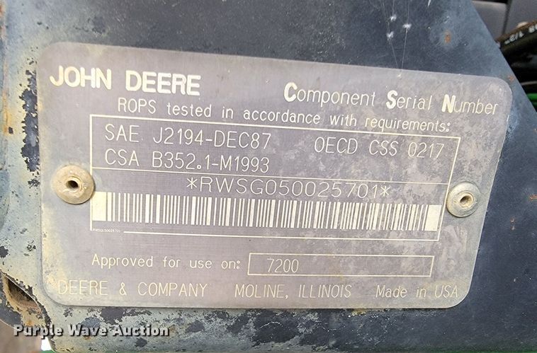 image for item JL9321 John Deere 7200  tractor