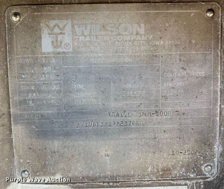image for item LI9582 2003 Wilson DWH-500B  grain trailer