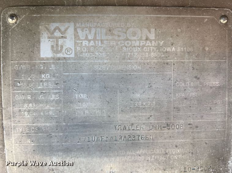 image for item LI9582 2003 Wilson DWH-500B  grain trailer