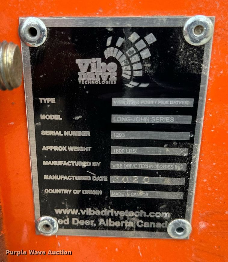 image for item LN9412 2020 Vibe Drive Long John Series  skid steer vibratory post/pile driver