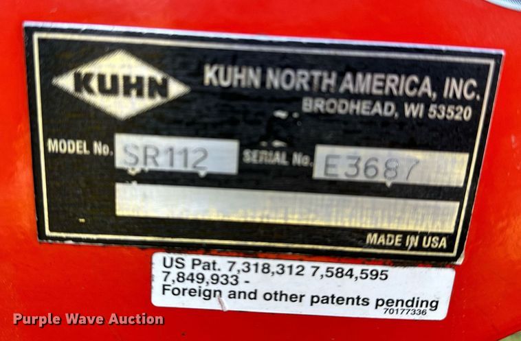 image for item LR9606 Kuhn SpeedRake SR112  hay rake