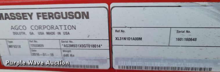 image for item MB9891 2015 Massey Ferguson 4610M  MFWD tractor