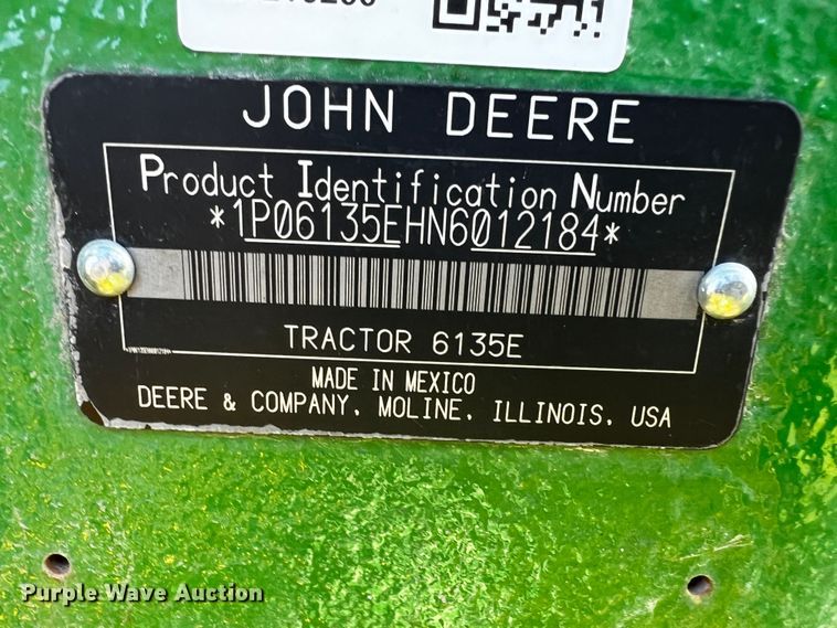 image for item MF9883 John Deere 6135E  MFWD tractor