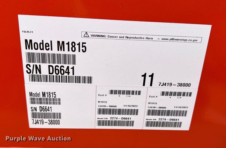 image for item MQ9884 Kubota M1815  83"W bucket