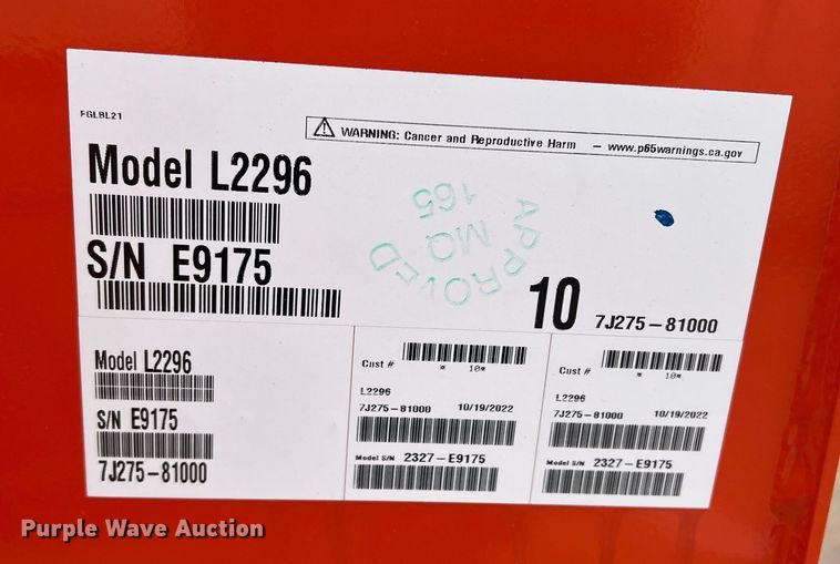 image for item MQ9885 Kubota L2296  72"W bucket