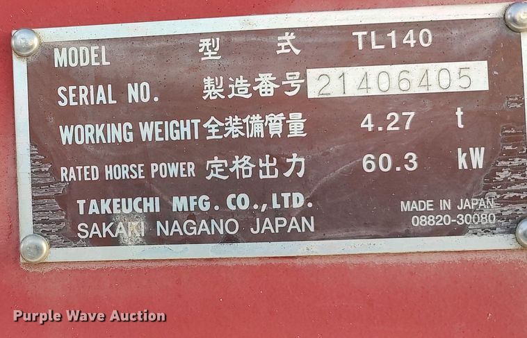 image for item DO3838 2008 Takeuchi TL140  tracked skid steer loader