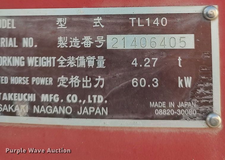 image for item DO3838 2008 Takeuchi TL140  tracked skid steer loader