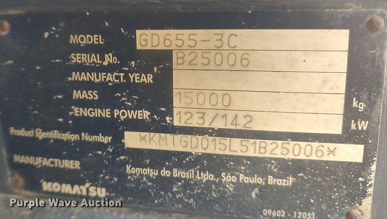 image for item DO3852 2006 Komatsu GD655-3C  motor grader