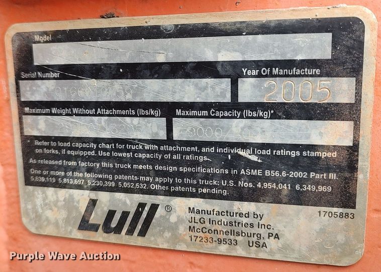 image for item DO3862 2005 Lull 944E-42  telehandler