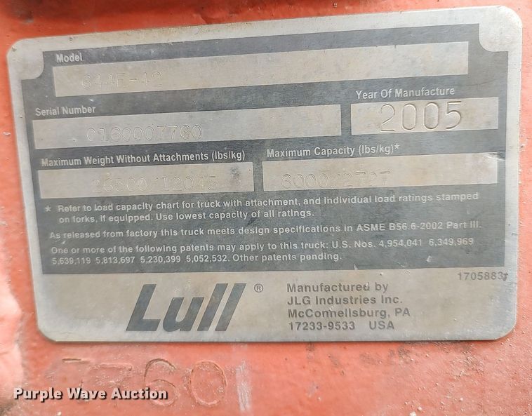 image for item DO3865 2005 Lull 644E-42  telehandler