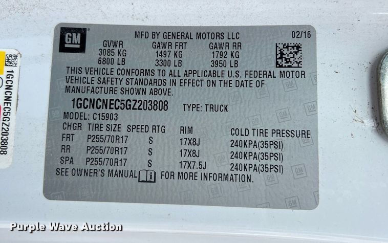 image for item DO3866 2016 Chevrolet Silverado 1500  pickup truck