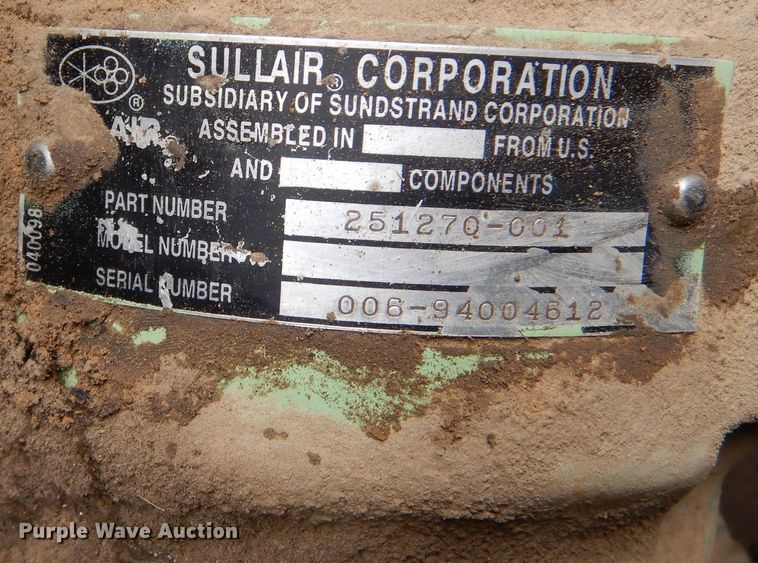 image for item DO3870 1994 Sullair 185DPQJD  air compressor