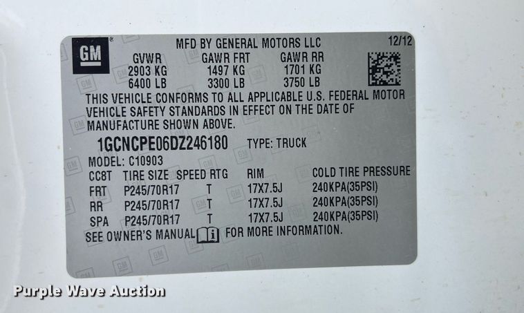 image for item DQ0407 2013 Chevrolet Silverado 1500  pickup truck