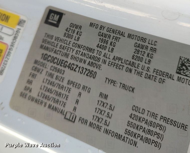 image for item DQ0482 2016 Chevrolet Silverado 2500HD  utility bed pickup truck