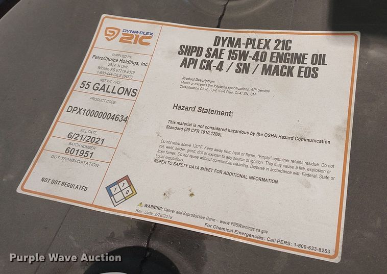 image for item LG9691 (5) 55 gallon drums of lube