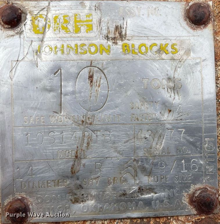 image for item MY9091 DRH Johnson 10S14RTB  crane block