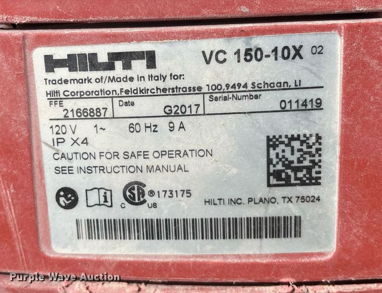 image for item MY9187 (3) Hilti VC150-XE vacuums