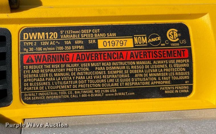 image for item MY9190 (2) DeWalt DWM120 band saws