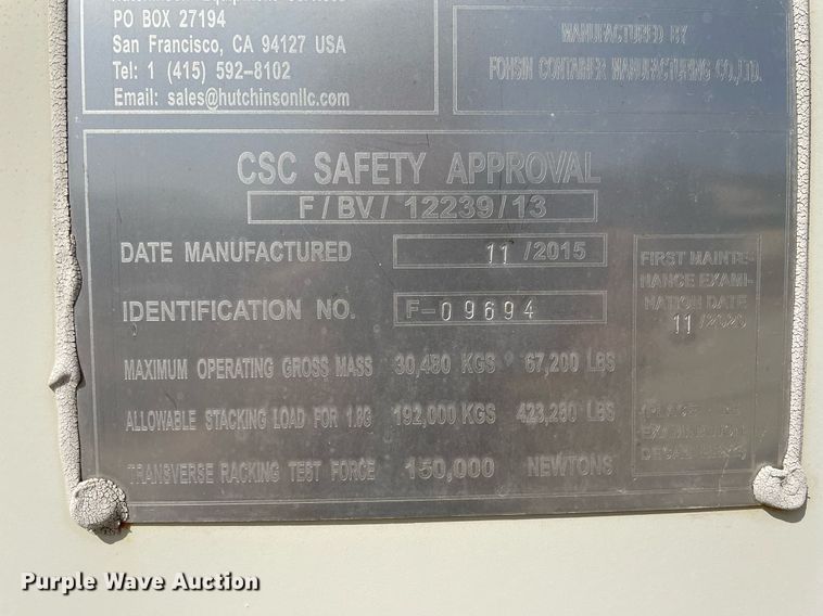 image for item MY9212 2015 Fohsin Container F-40-001  shipping container