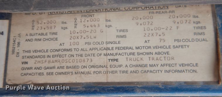 image for item DJ7012 1995 International 9300  dump truck