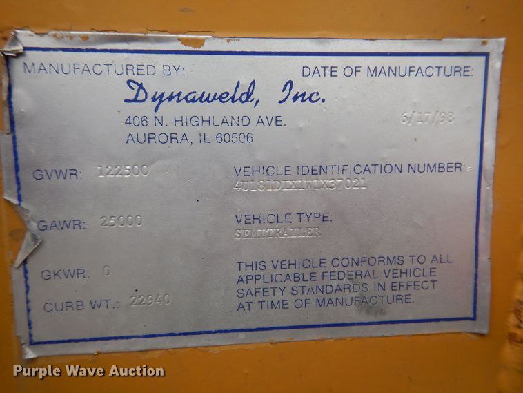 image for item DK5209 1998 Dynaweld 207  lowboy equipment trailer