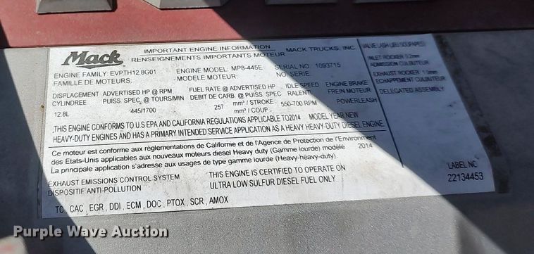 image for item DQ0490 2016 Mack CXU613  semi truck