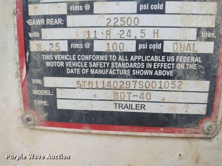 image for item DQ0492 2007 Construction Trailer Specialist BDT-40  bottom dump trailer