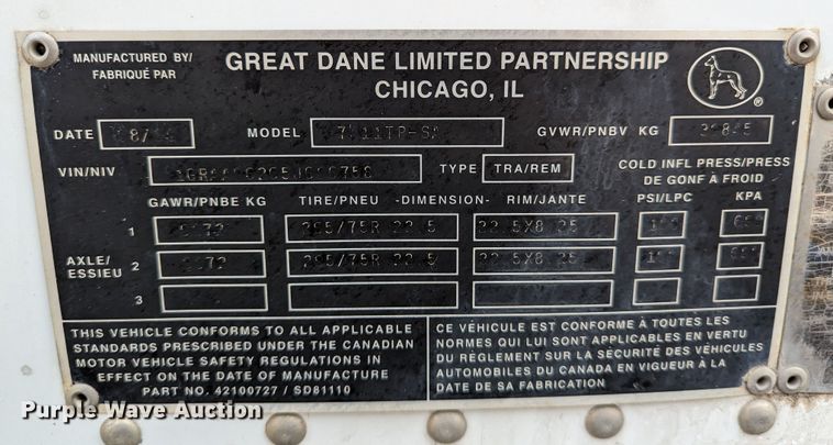 image for item DR6852 2005 Great Dane 7411TP-SA  dry van trailer