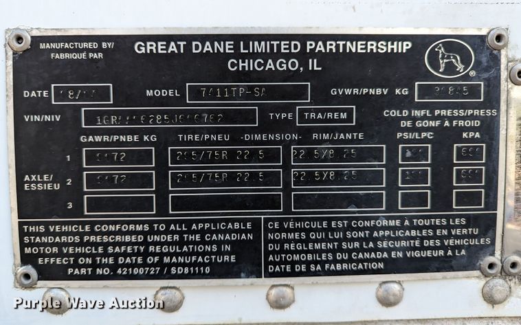 image for item DR6854 2005 Great Dane 7411TP-SA  dry van trailer