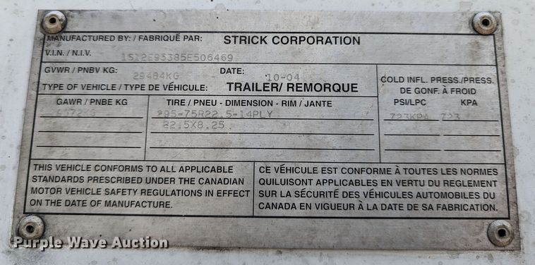 image for item DR6858 2005 Strick  dry van trailer
