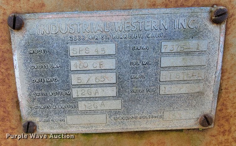 image for item HG9497 1965 Industrial Western SPS45  pneumatic dry bulk pup trailer