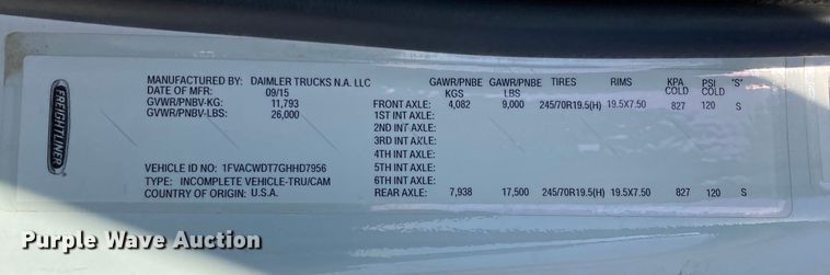 image for item HN9842 2016 Freightliner Business Class M2 106  box truck