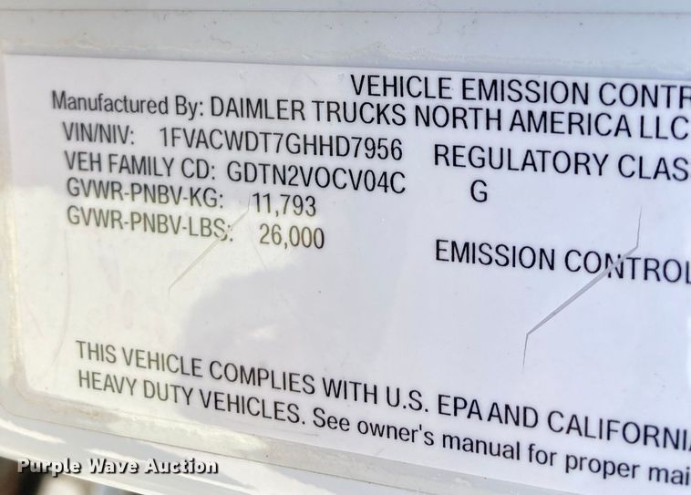 image for item HN9842 2016 Freightliner Business Class M2 106  box truck