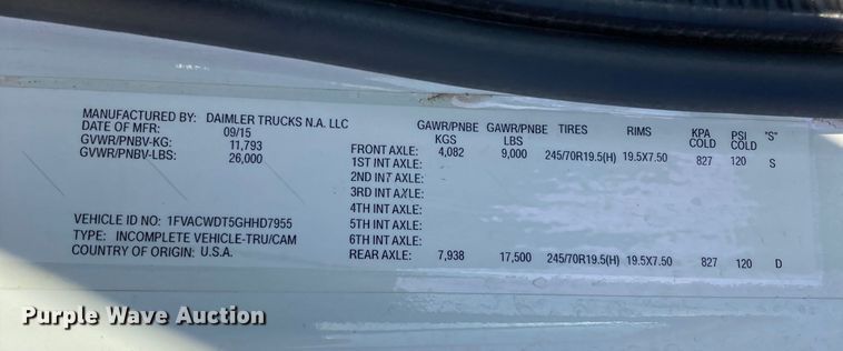 image for item HN9843 2016 Freightliner Business Class M2 106  box truck