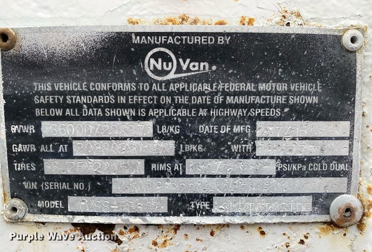 image for item KB9518 2005 NuVan NSS-53102  side curtain trailer